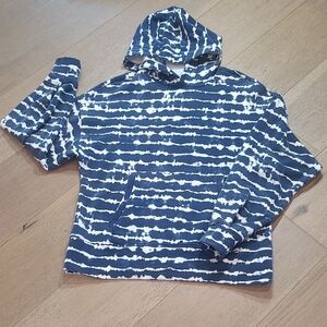 Athleta Balance Printed Hoodie Women's sz M Tahiti Navy Tie Dye Sweatshirt